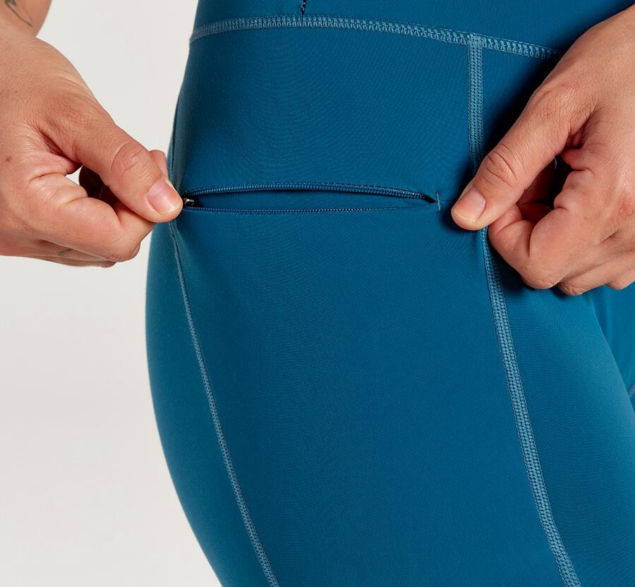 Pantalones Hoka One One Mujer Azules - Performance Crop Tight - AUXC08136